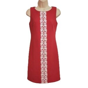 Chaps Pink Lace Front Sleeveless Stretch Shift Dress